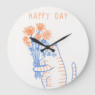 Cute Animal Illustration Round Wall Clock