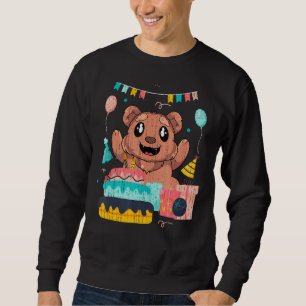 Cute Animal  Kids Birthday Party Cake Brown Bear 1 Sweatshirt