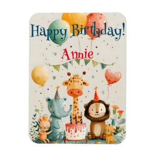 Cute animal kids design with birthday elements magnet