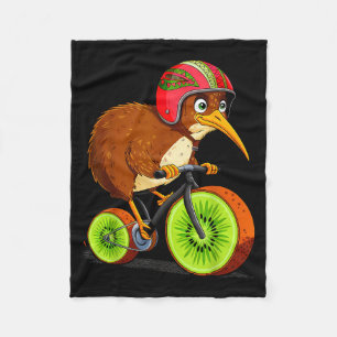 Cute Animal Kiwi Cycling New Zealand  Fleece Blanket