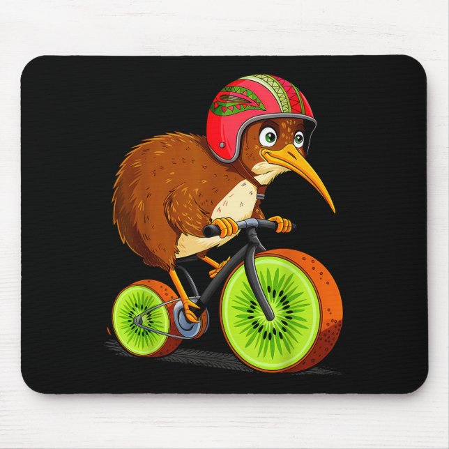 Cute Animal Kiwi Cycling New Zealand  Mouse Mat (Front)