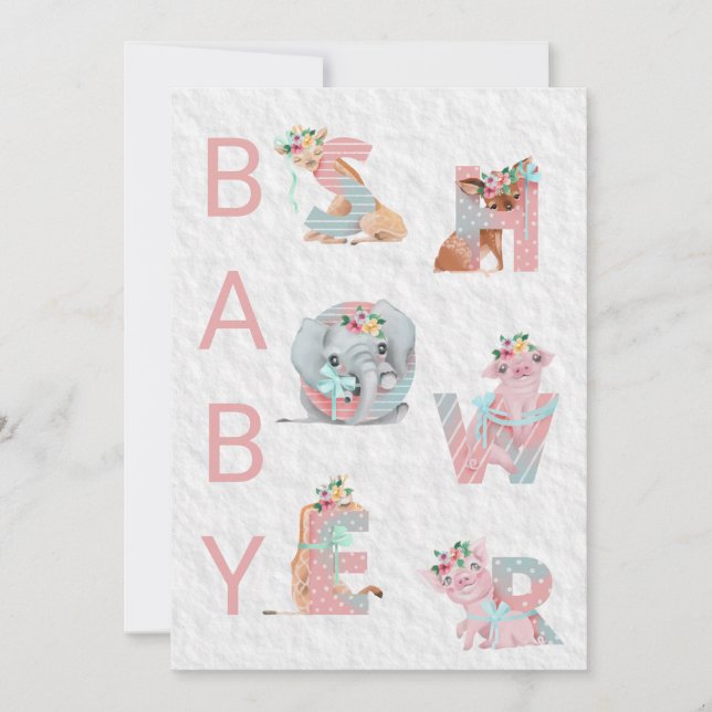 *~* Cute Animal Letters Baby Shower Invitation (Front)