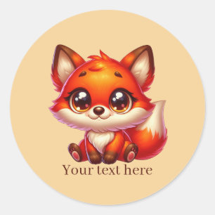 Cute animal love fox customisable classic round sticker