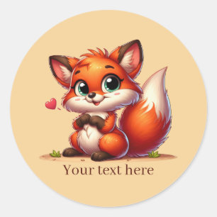 Cute animal love fox customisable classic round sticker