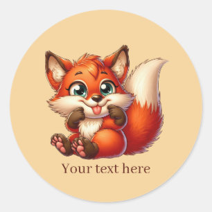 Cute animal love fox customisable classic round sticker
