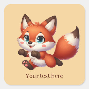 Cute animal love fox customisable  square sticker