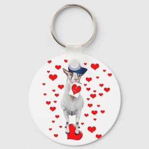 Cute Animal Lover Be Mine Valentine Goat Gift Key Ring