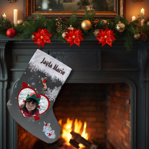 Cute Animal Lover Girl's Christmas Wish 2-Photo Small Christmas Stocking