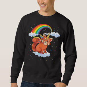 Cute Animal Lover Rainbow Red Pandacorn Unicorn Re Sweatshirt