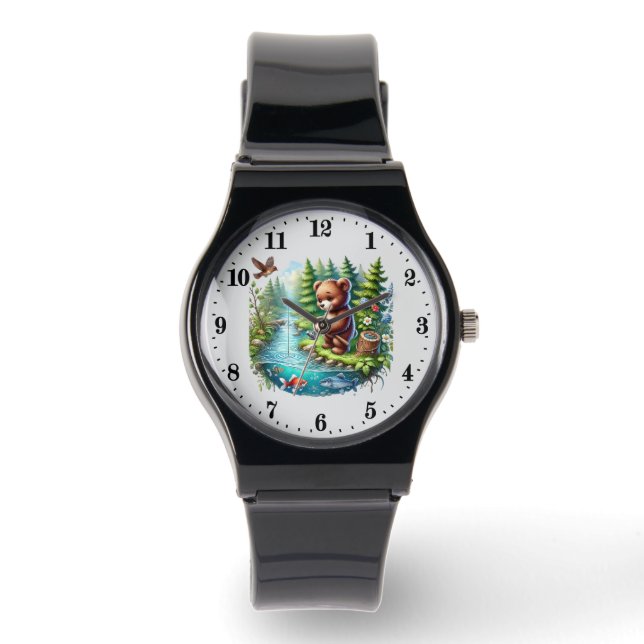 Cute animal lovers fishing bear watch (Front)