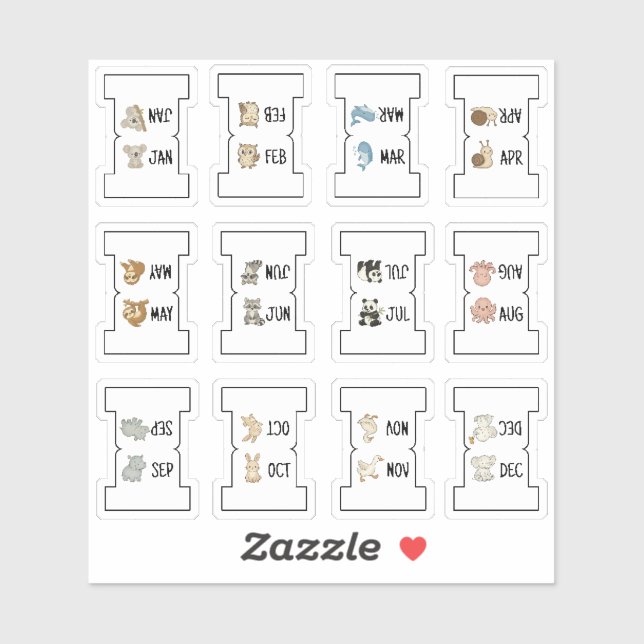 Cute Animal Monthly Index Tab Page Divider Folding (Sheet)