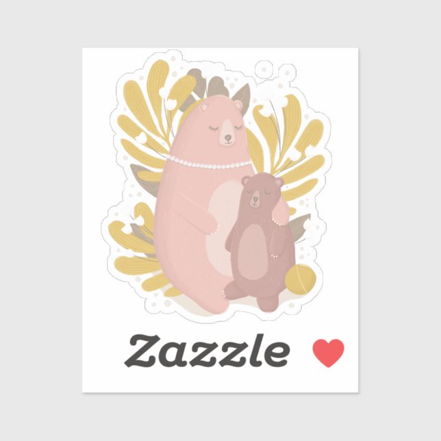 Cute animal. Mum and baby. Mothers day. Teddy bear (Sheet)