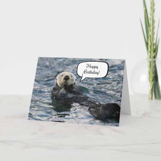 Cute Animal Otter Happy Birthday Card | Zazzle.co.uk