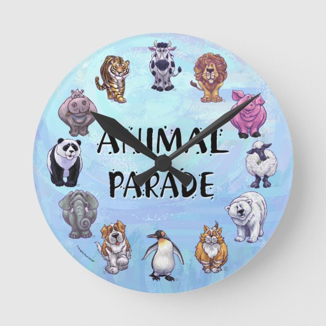 Cute Animal Parade Menagerie Clock (Front)