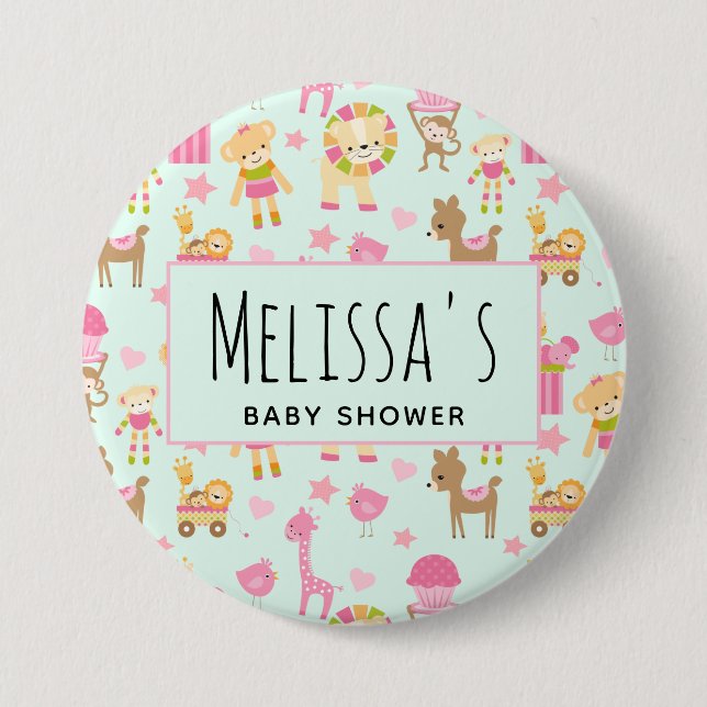 Cute Animal Pattern Baby Shower 7.5 Cm Round Badge (Front)