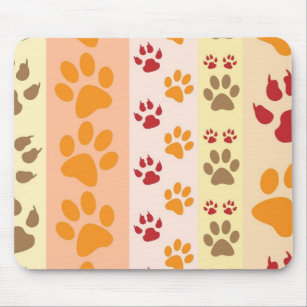 Cute Animal Paw Prints Pattern in Natural Colors Mouse Mat