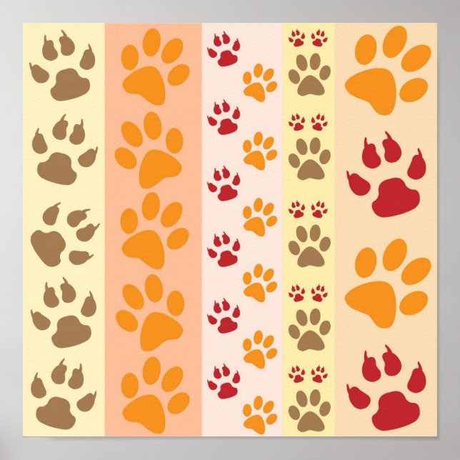 Cute Animal Paw Prints Pattern in Natural Colours (Front)