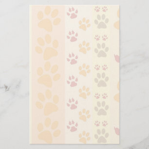 Cute Animal Paw Prints Pattern in Natural Colours Stationery
