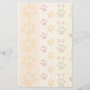 Cute Animal Paw Prints Pattern in Natural Colours Stationery