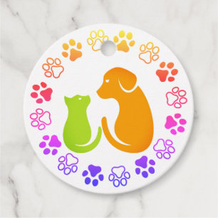 Cute animal paws favour tags
