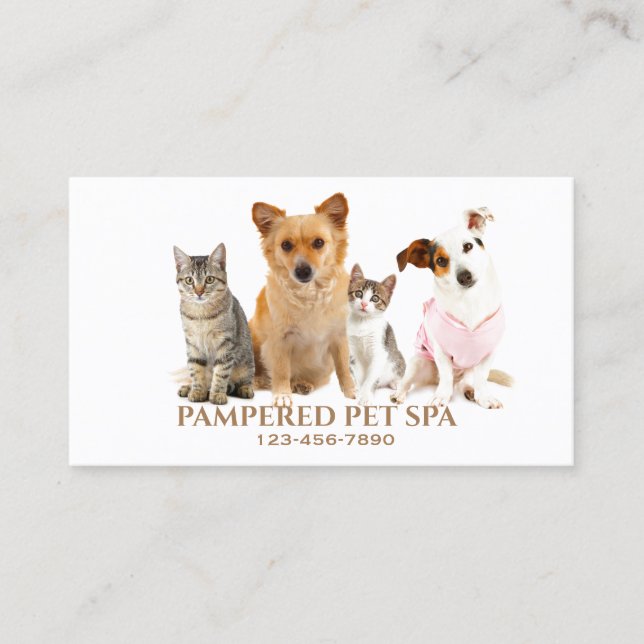 Cute Animal Pet Groomer Business Card (Front)