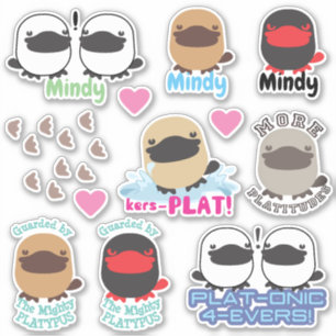 Cute animal platypus puns footprints sticker set