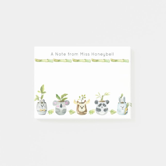Cute Animal Pot Plants Personalised Note From .. (Front)