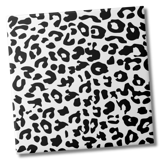 Cute Animal Print Pattern Black White Leopard Tile (Cute Animal Print Pattern Black White Leopard Ceramic Tile)