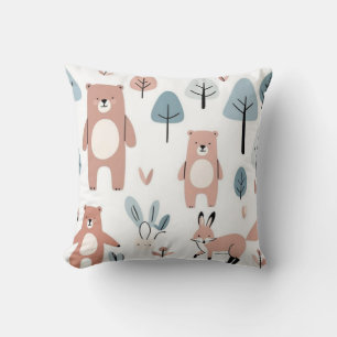 Cute Animal Print Woodland Design Cushion