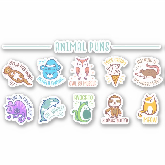 CUTE ANIMAL PUNS SET  (Front)