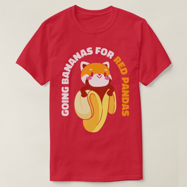 Cute Animal Red Panda Banana Fruit Wildlife Foodie T-Shirt (Design Front)
