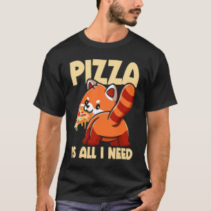 Cute Animal Red Panda Pizza Fan Eating Fast Food P T-Shirt