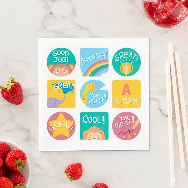 Cute Animal Reward Motivational Classroom Labels  Napkin (Creator Uploaded)