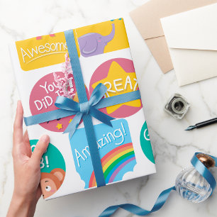 Cute Animal Reward Motivational Classroom Labels  Wrapping Paper