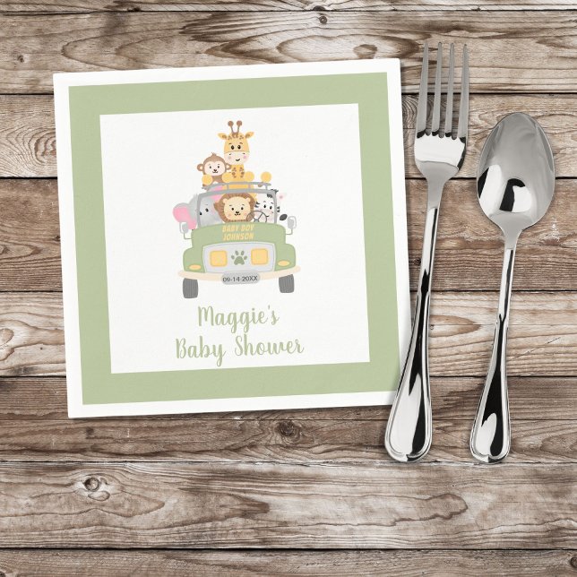Cute Animal Safari Baby Shower Napkin (Creator Uploaded)