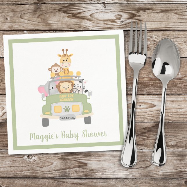 Cute Animal Safari Baby Shower Napkin (Creator Uploaded)