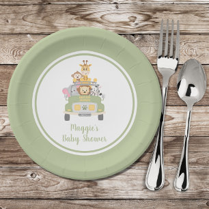 Cute Animal Safari Baby Shower Paper Plate