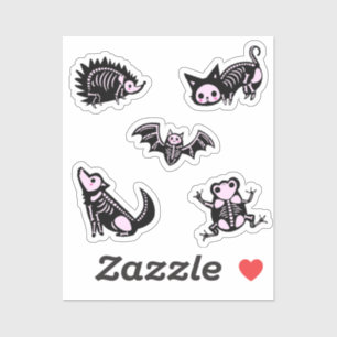 Cute animal skeletons sticker pack