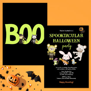 Cute Animal Spooktacular Halloween Kids Party Invitation