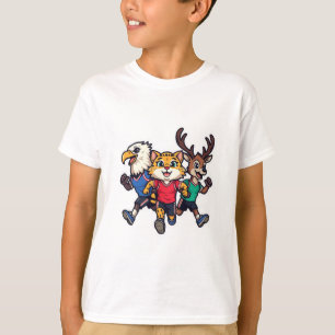 Cute Animal Sports Team Mascot Cartoon Design T-Shirt
