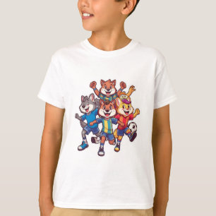 Cute Animal Sports Team Mascot Cartoon Design T-Shirt