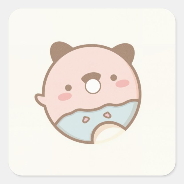 Cute Animal Square Sticker (Front)