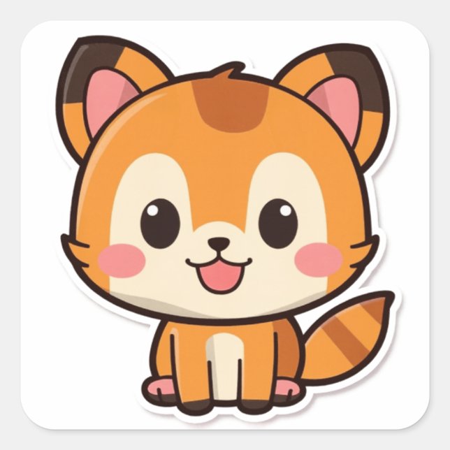 Cute Animal Square Sticker (Front)