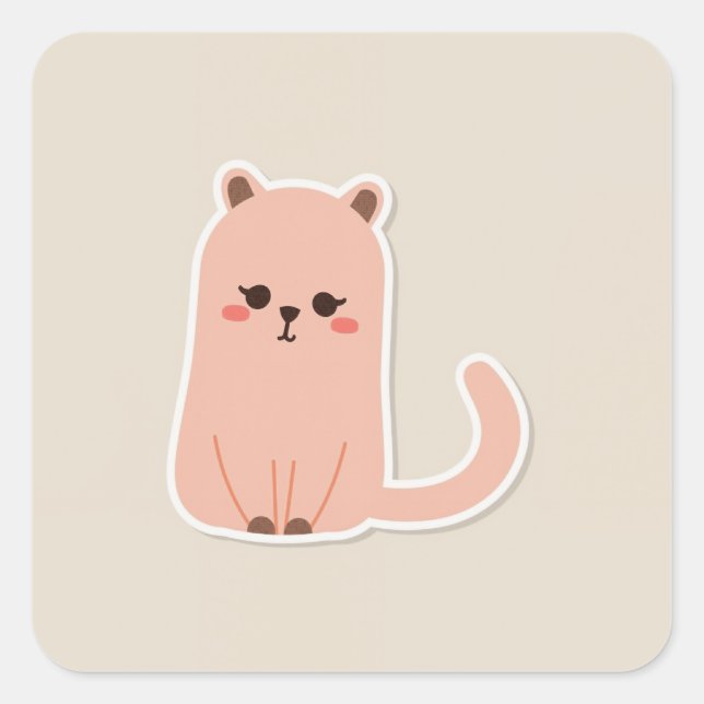 Cute Animal Square Sticker (Front)