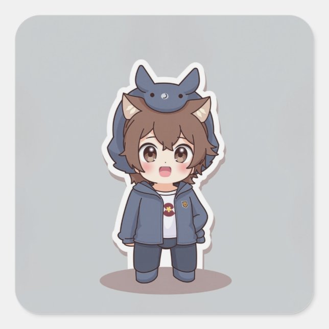 Cute Animal Square Sticker (Front)