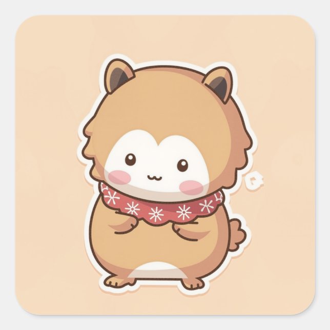 Cute Animal Square Sticker (Front)
