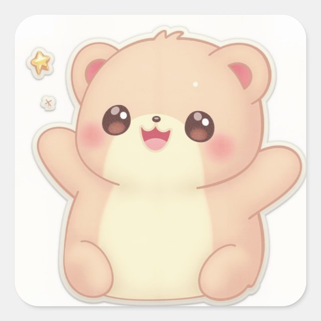 Cute Animal Square Sticker (Front)
