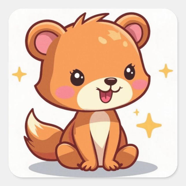 Cute Animal Square Sticker (Front)