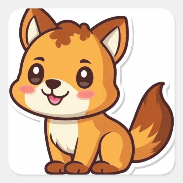 Cute Animal Square Sticker (Front)