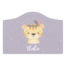 Cute Animal Tiger Personalized Name Purple